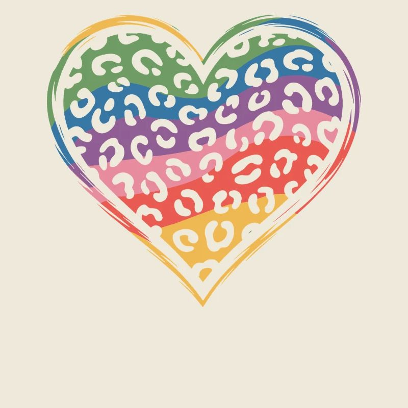 Rainbow Leopard Heart Design