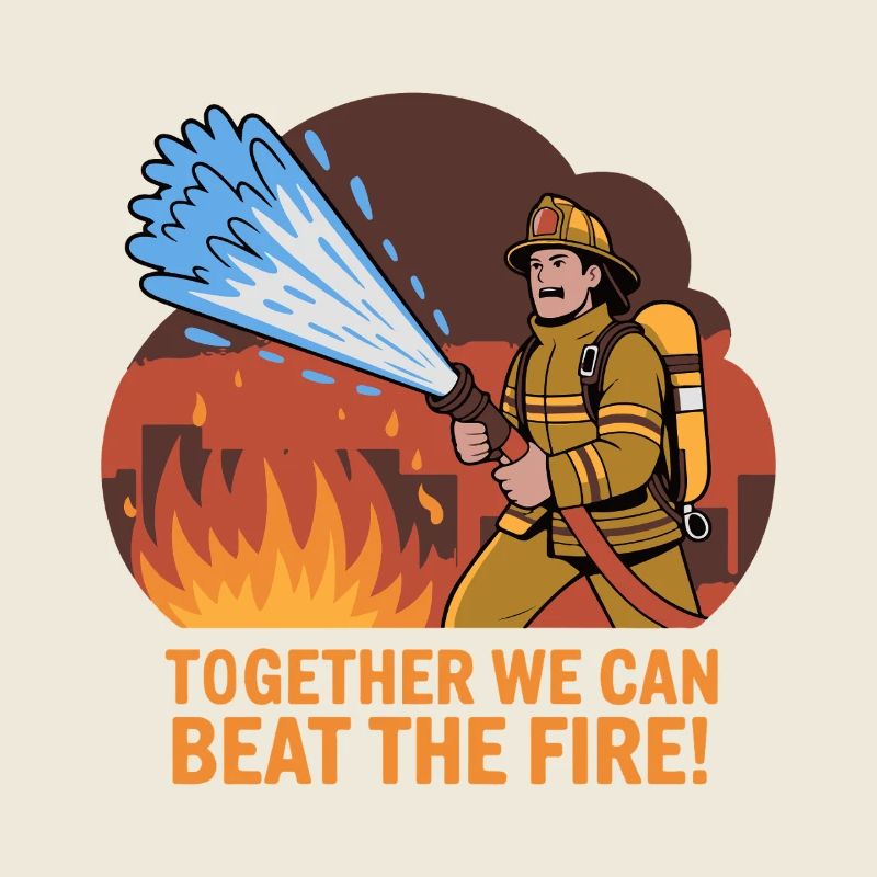 Firefighting Hero with Water Hose