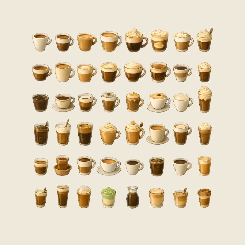 Various coffee drinks