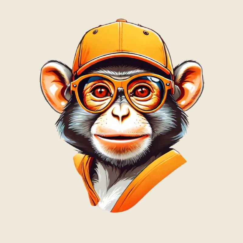 Cool Affe mit Cap und Brille