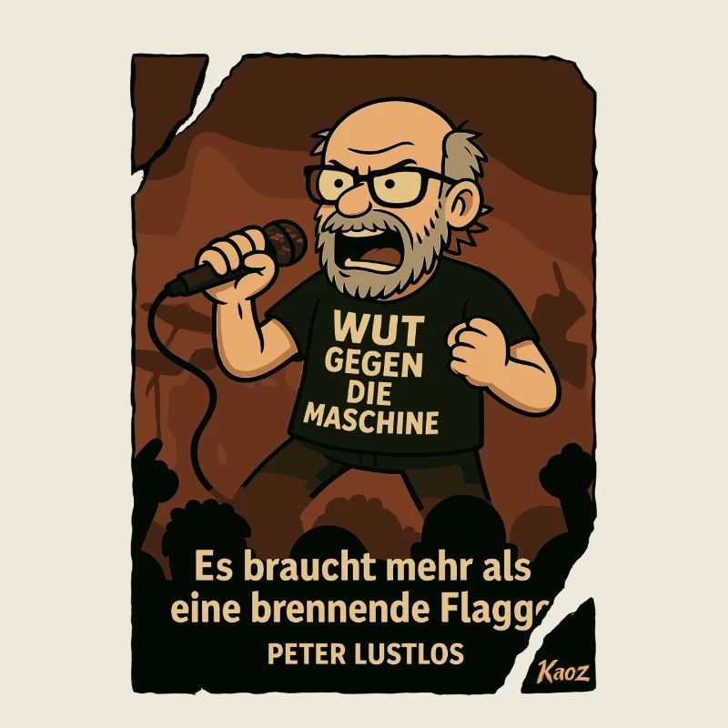 Protester Peter Listless with microphone