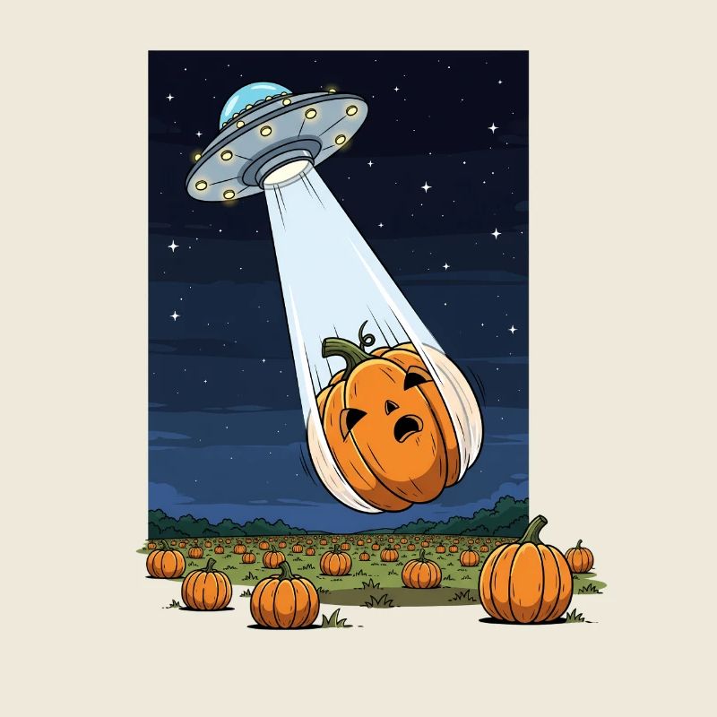 UFO Abduction Pumpkin Halloween Design