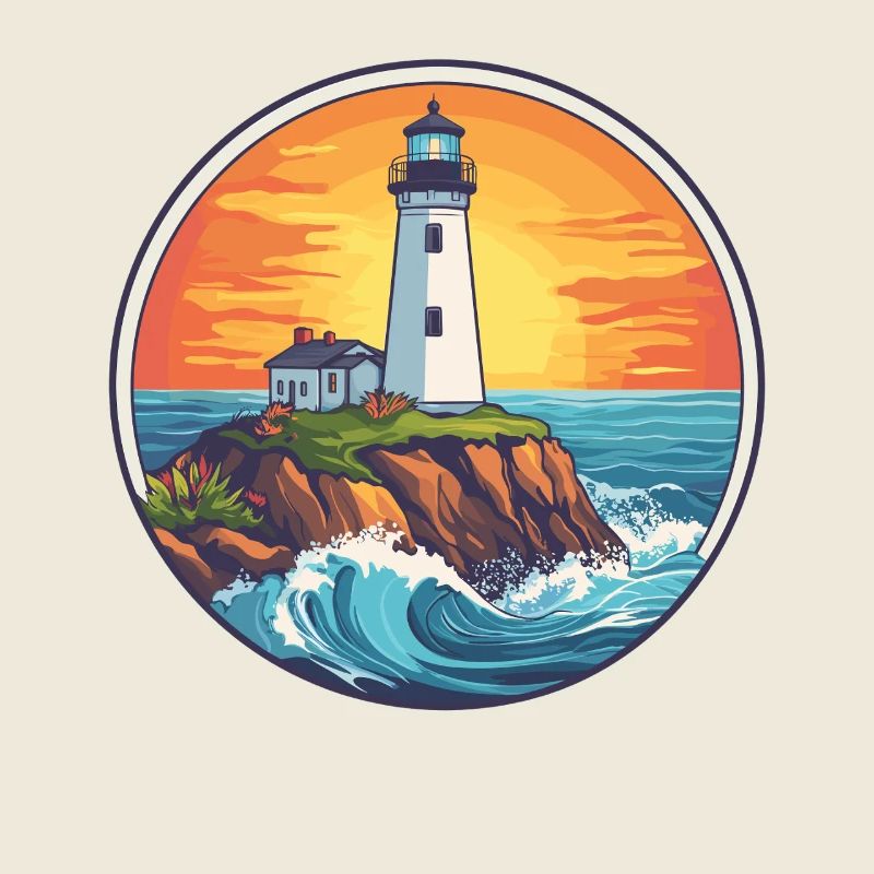 Lighthouse by the sea sunset