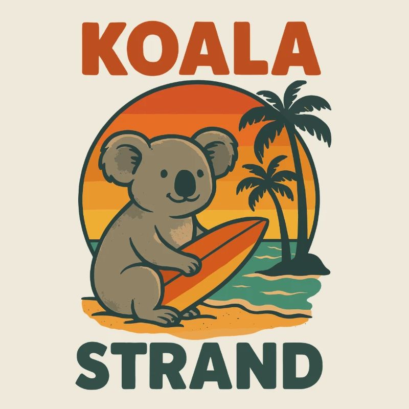 Koala Surfing Sunday Holiday Beach Holiday Retro