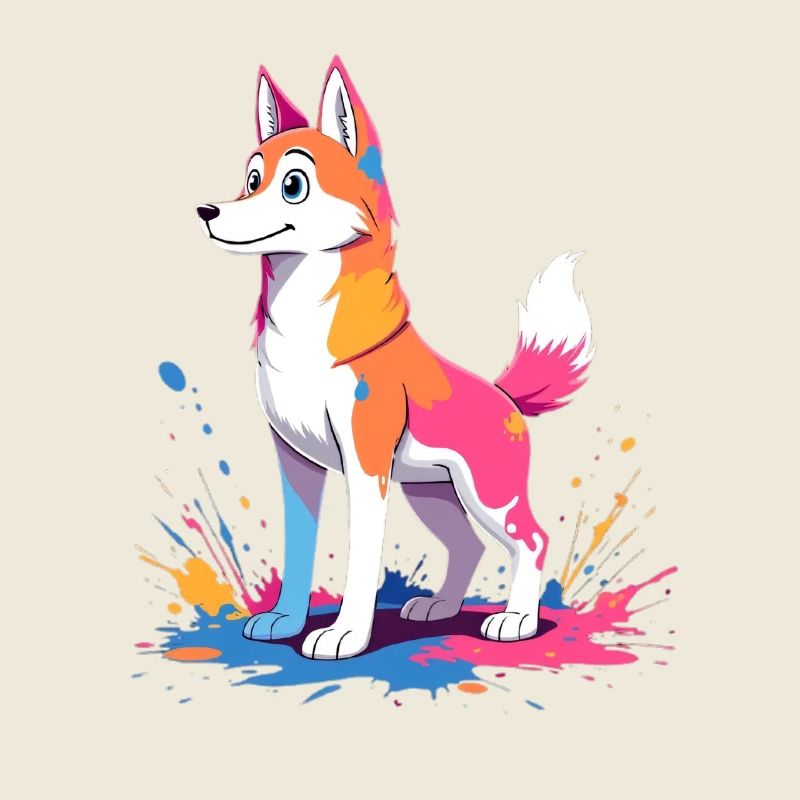 Chien créatif coloré avec des touches de couleur