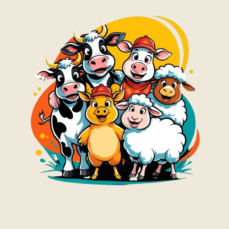 De jolis animaux de la ferme dans le style dessin animé