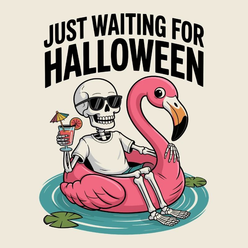 Sommerween: Warte Auf Halloween Mit Skelett