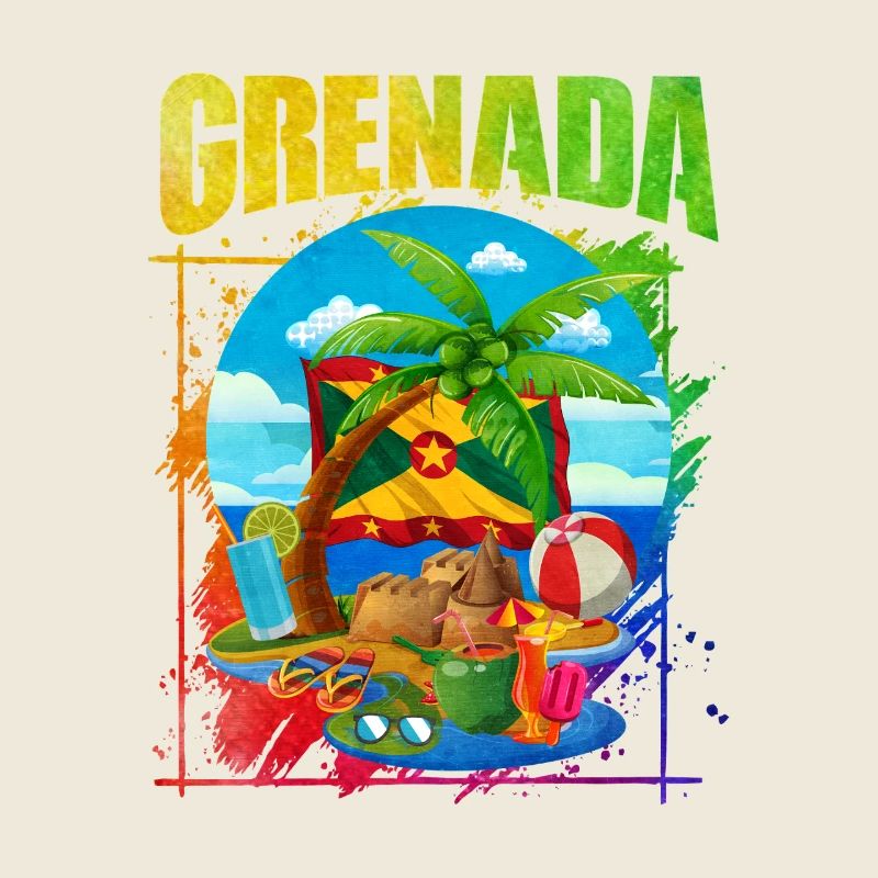Plage tropicale avec motif Grenade
