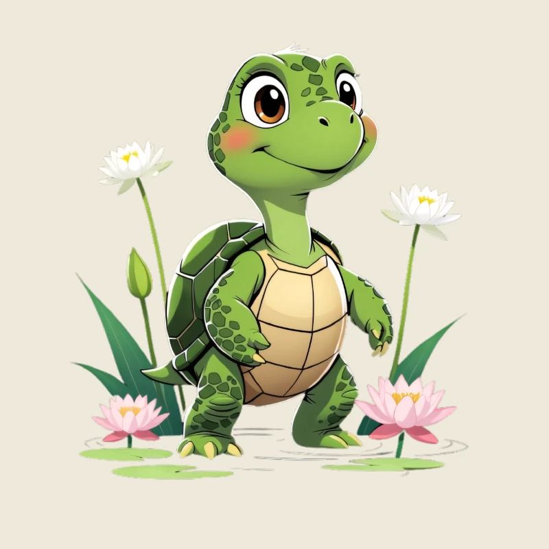 Charming turtle design with flowers