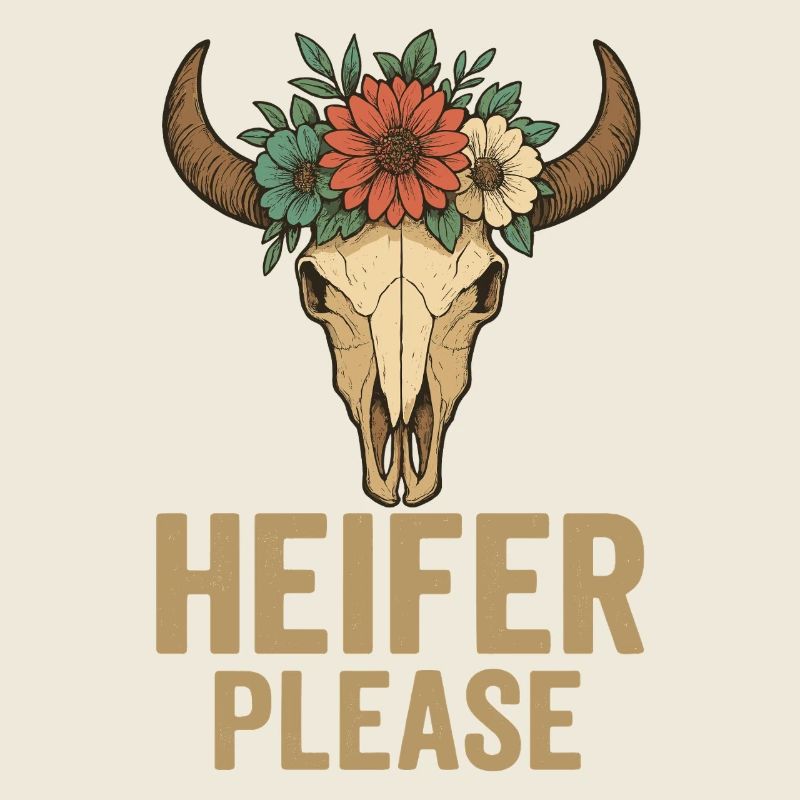 Blumenkranz Kuh Schädel Design