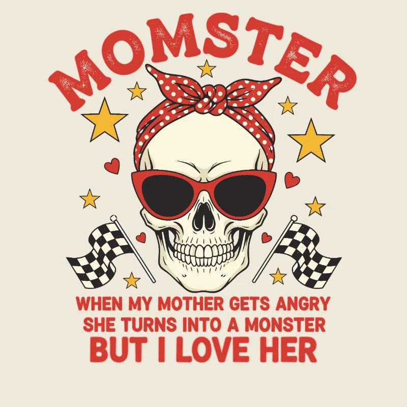 Monstermutter mit retro Skulls Design