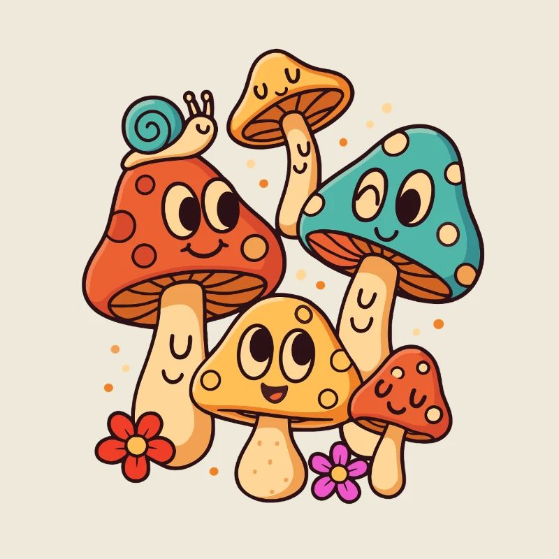 Motif de champignon ludique avec escargot