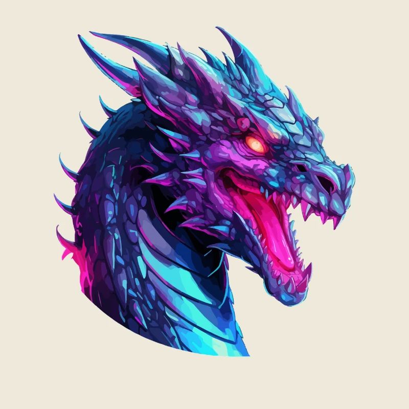 Neon Dragon Head Artwork