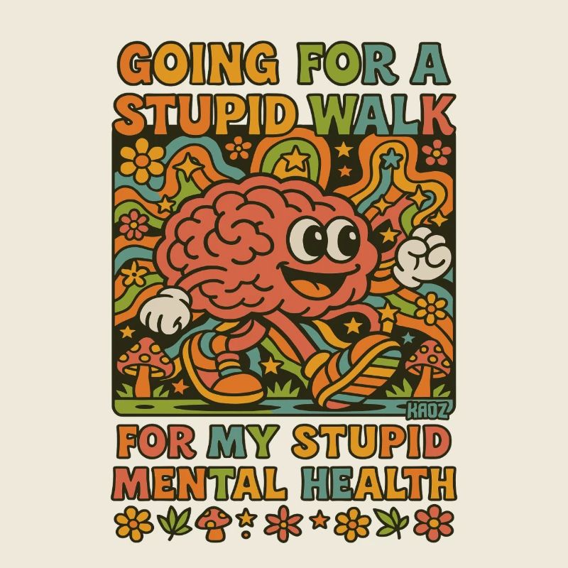 Stupide Walking Brain Rétro Psychédélique