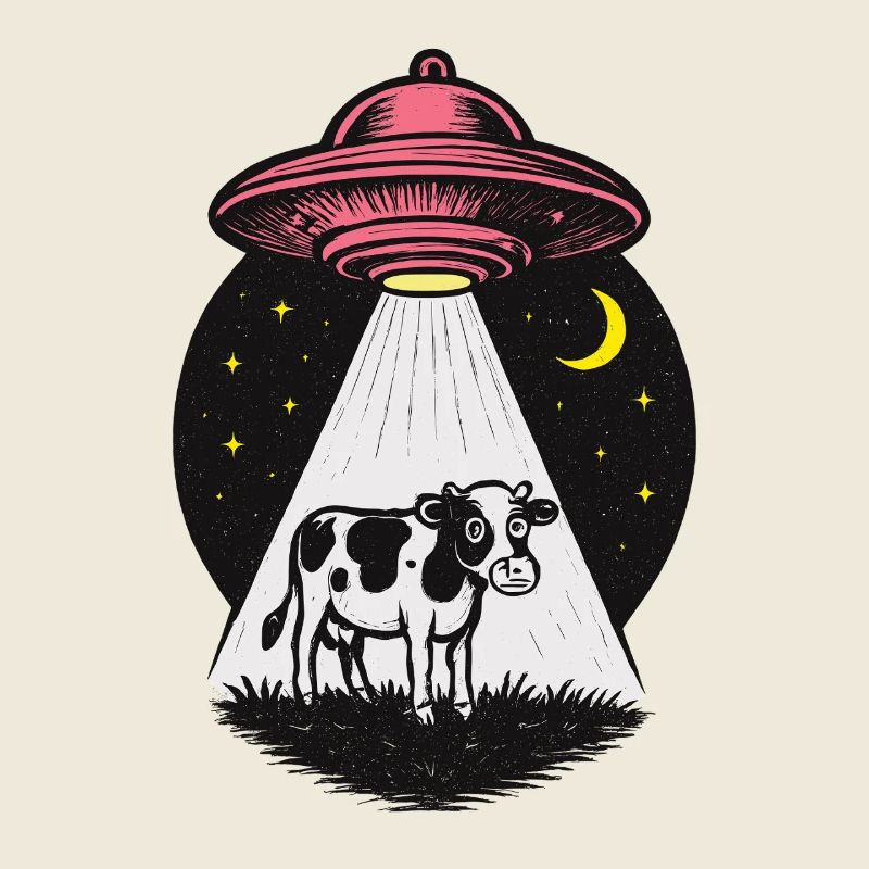 UFO Lichtstrahl auf Kuh