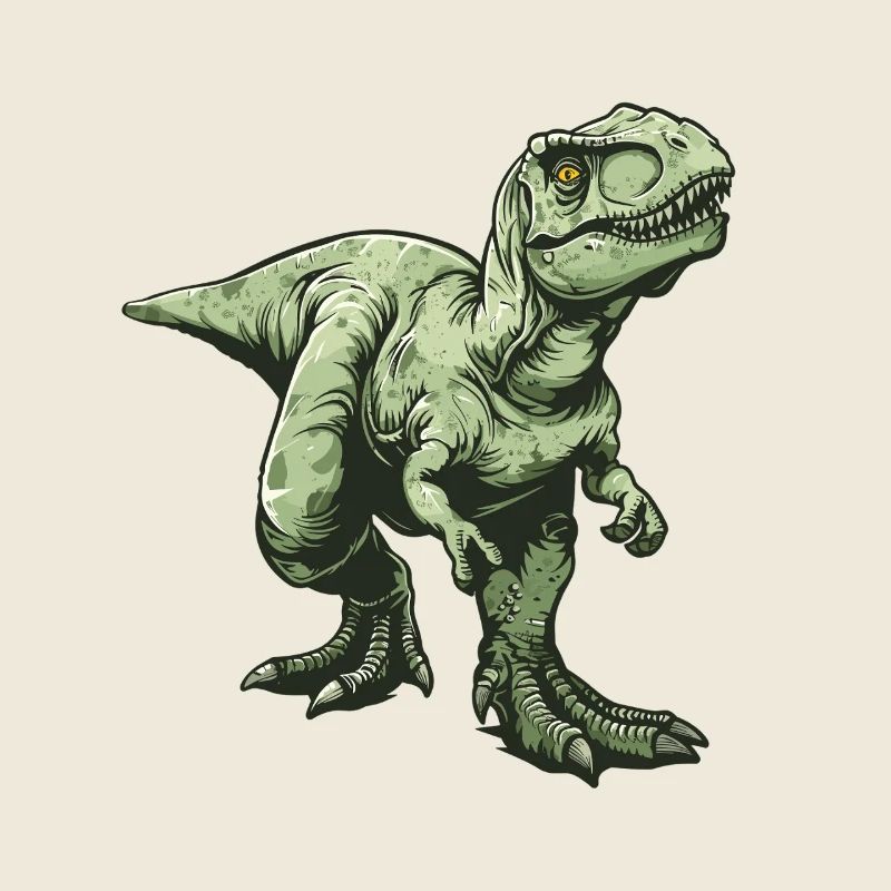 Dino T Rex Vert Style Bande Dessinée