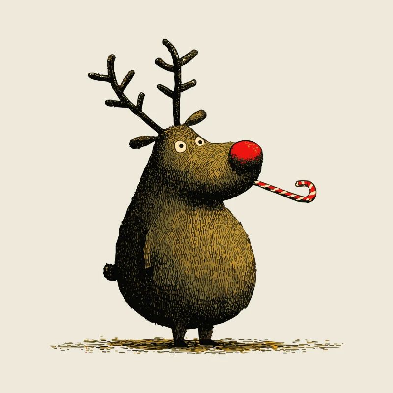 Christmas Reindeer with Candy Cane