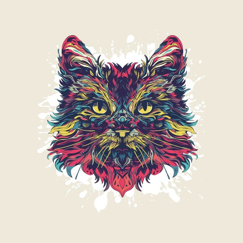 Portrait de chat coloré