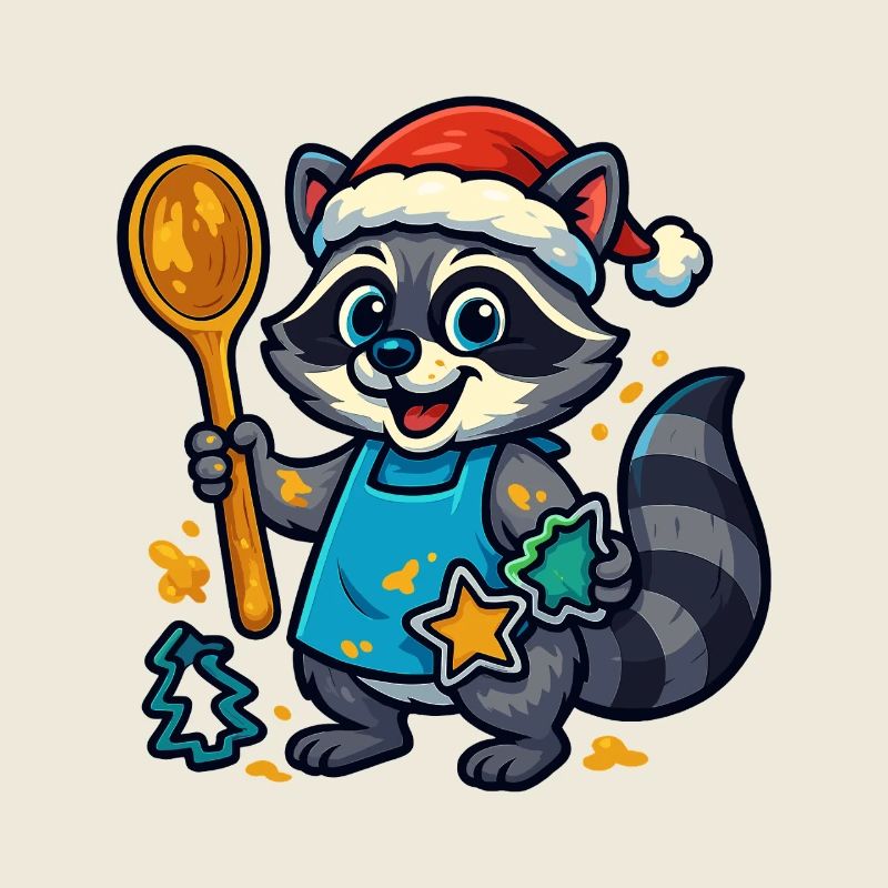 Raton laveur de Noël faisant des biscuits