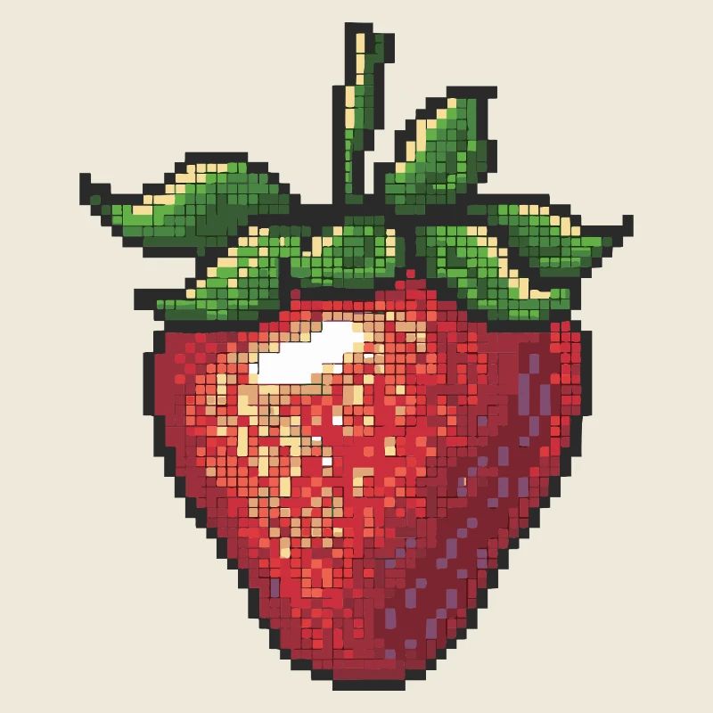 Erdbeere im Pixelstil