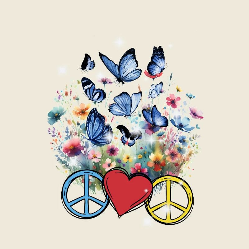 Peace Peacesymbol Herz Blumen
