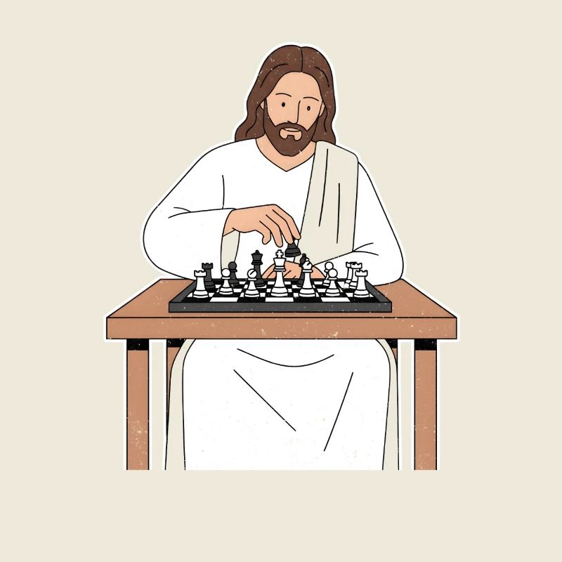 Saint Train aux échecs / Jesus Chess