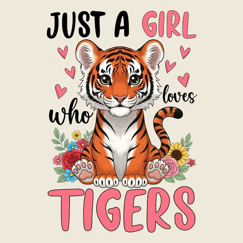 Mädchen Tiger mit Blumenherz
