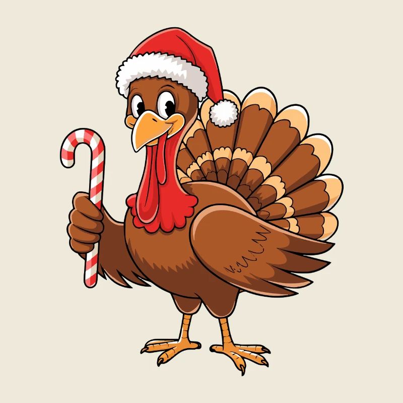 Dinde avec chapeau de Noël Thanksgiving