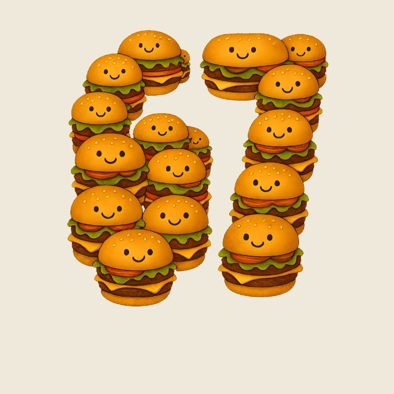 Funny 67 Meme with Burger 