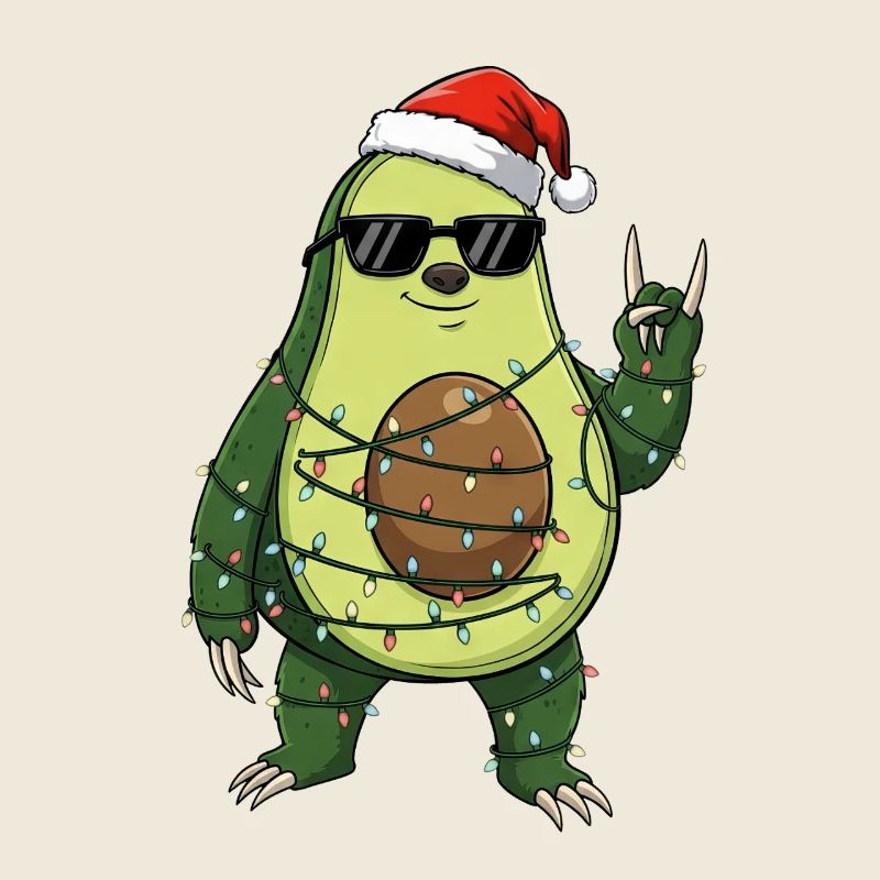 Süß Avocado mit Weihnachtsmann Lichterkette 