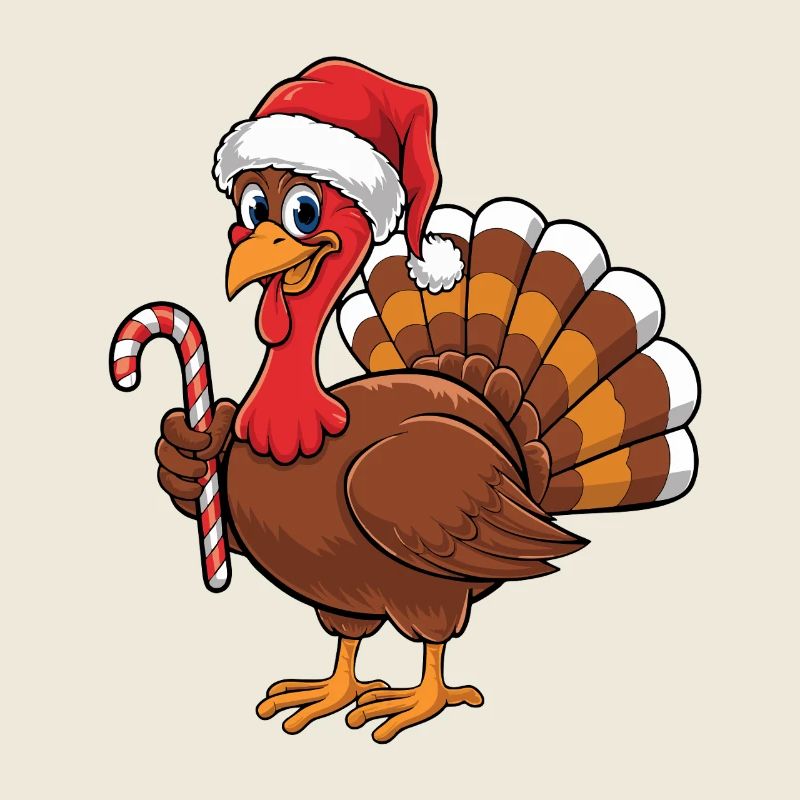 Dinde déguisée en homme de Noël