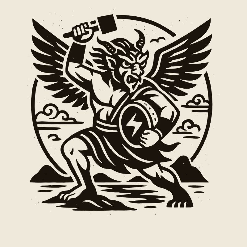 Chinese Thunder God Winged Demon Warrior