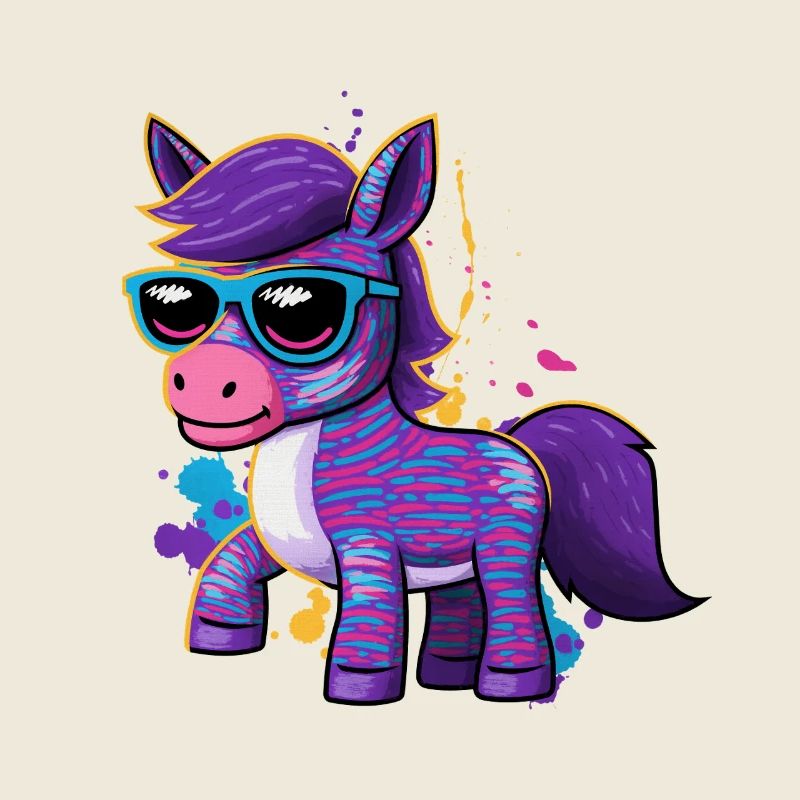 Reiterin Pony Farbenfrohes Pferd