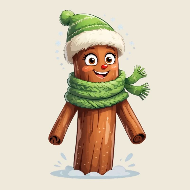 Souche d’arbre d’hiver avec écharpe