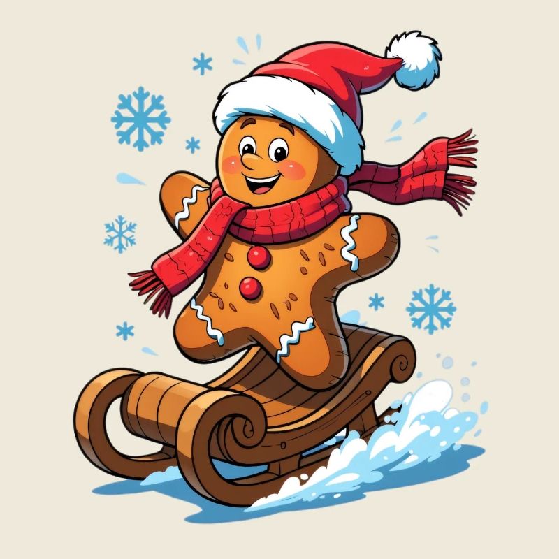 Gingerbread man on the sleigh