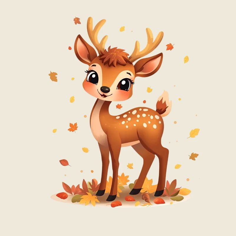 Rehkitz im Herbstlicht und fallenden Blättern