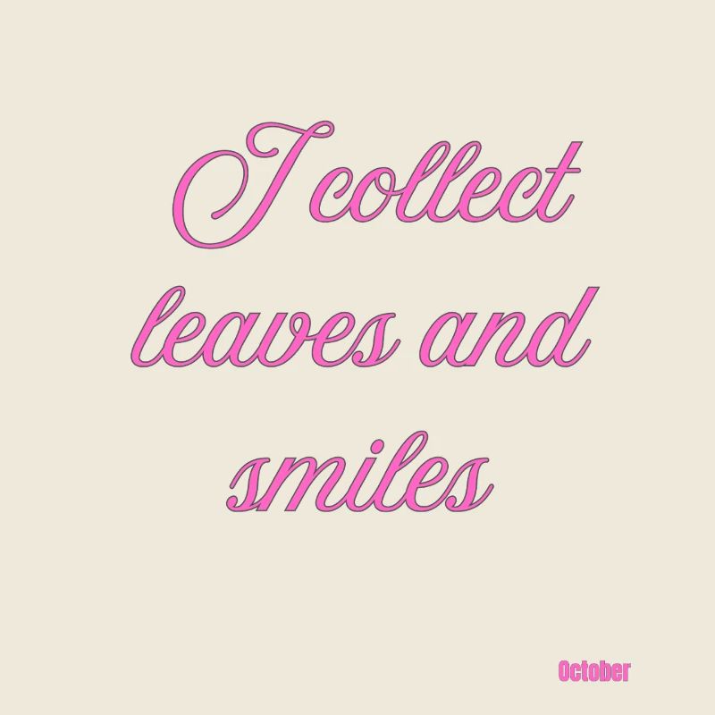 Feuilles et sourires rose script