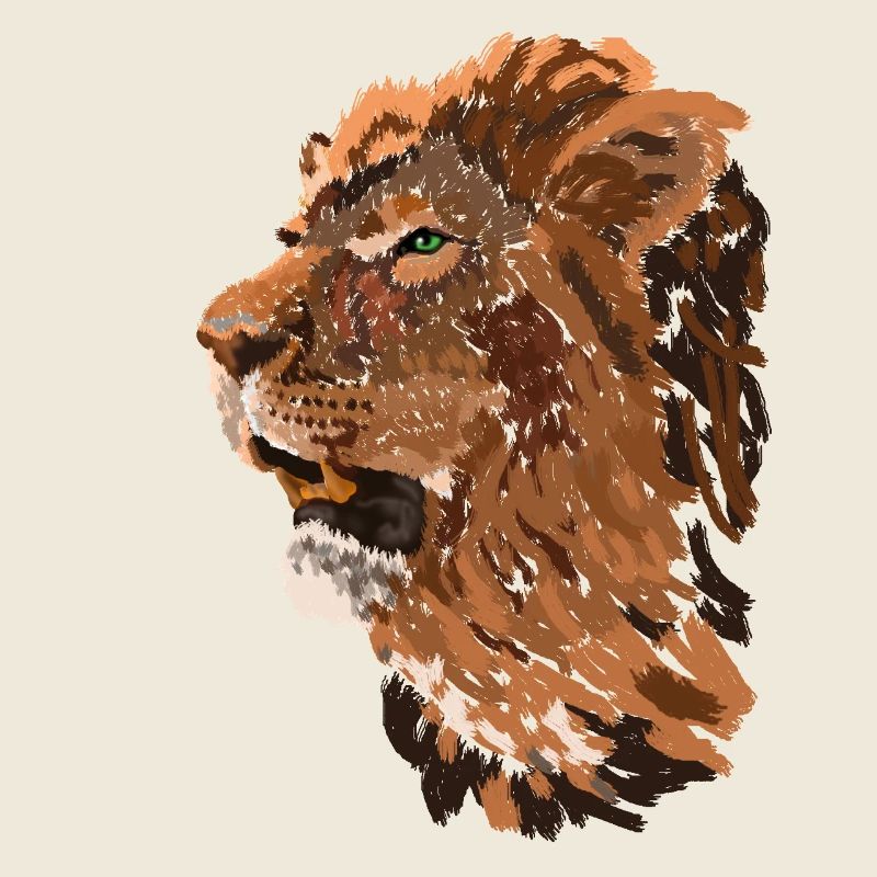 Lion head in brush style