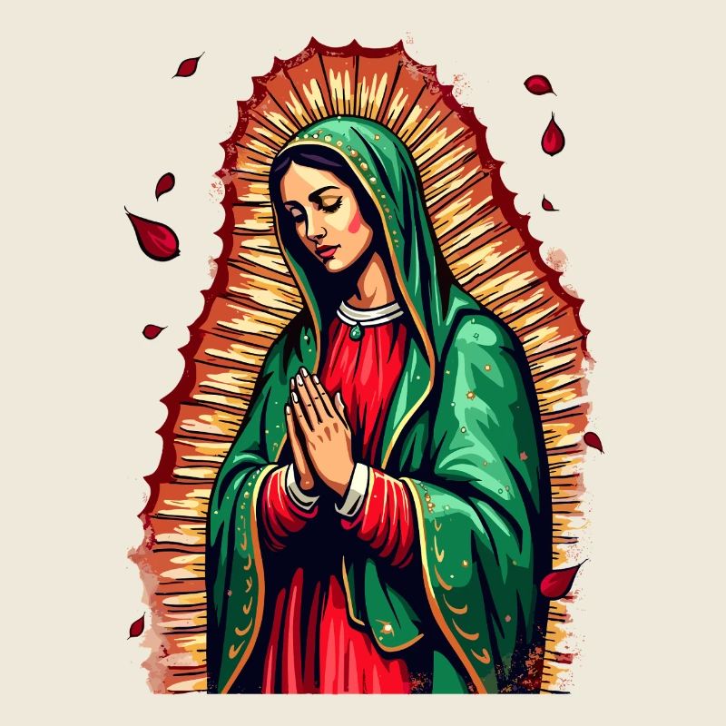 Mary icon with greeting prayer