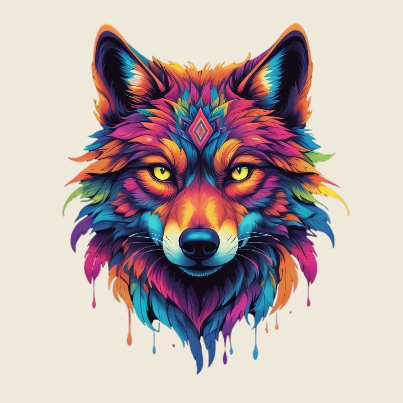 Tête de loup colorée