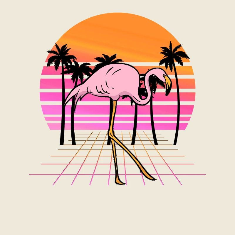 Flamingo Neon Sunset Retro
