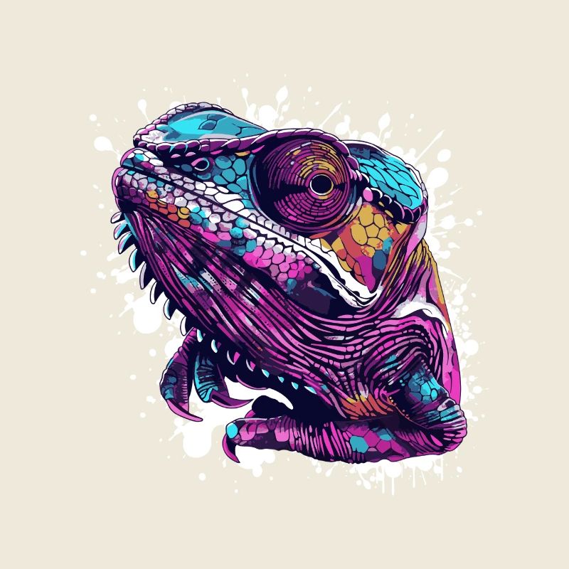 Caméléon à tête de reptile néon