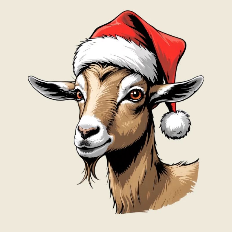 Weihnachtsziege im Santa Hut