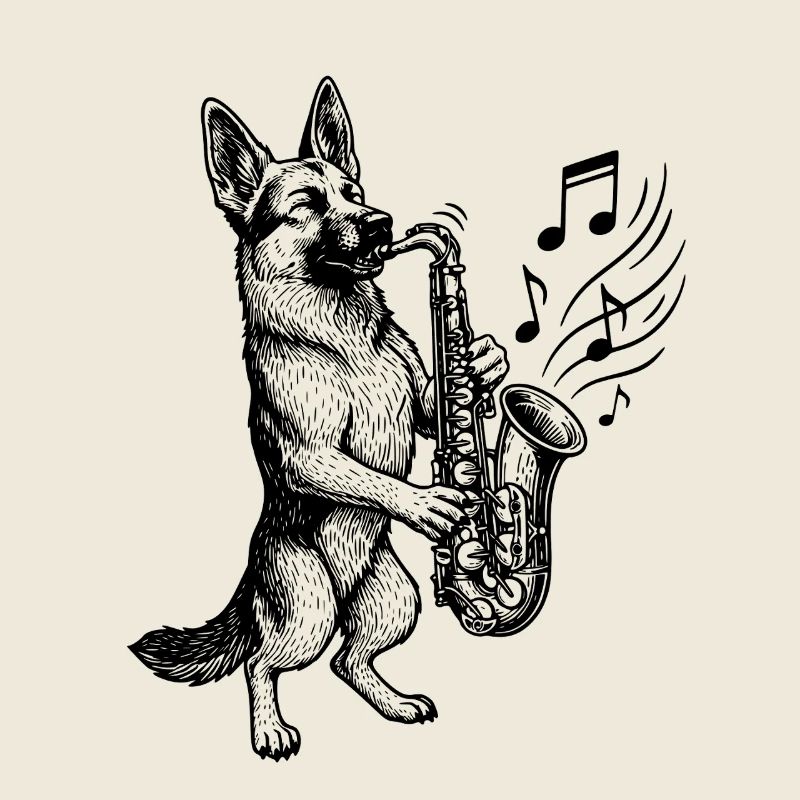 Saxophon Deutscher Schäferhund Kunst