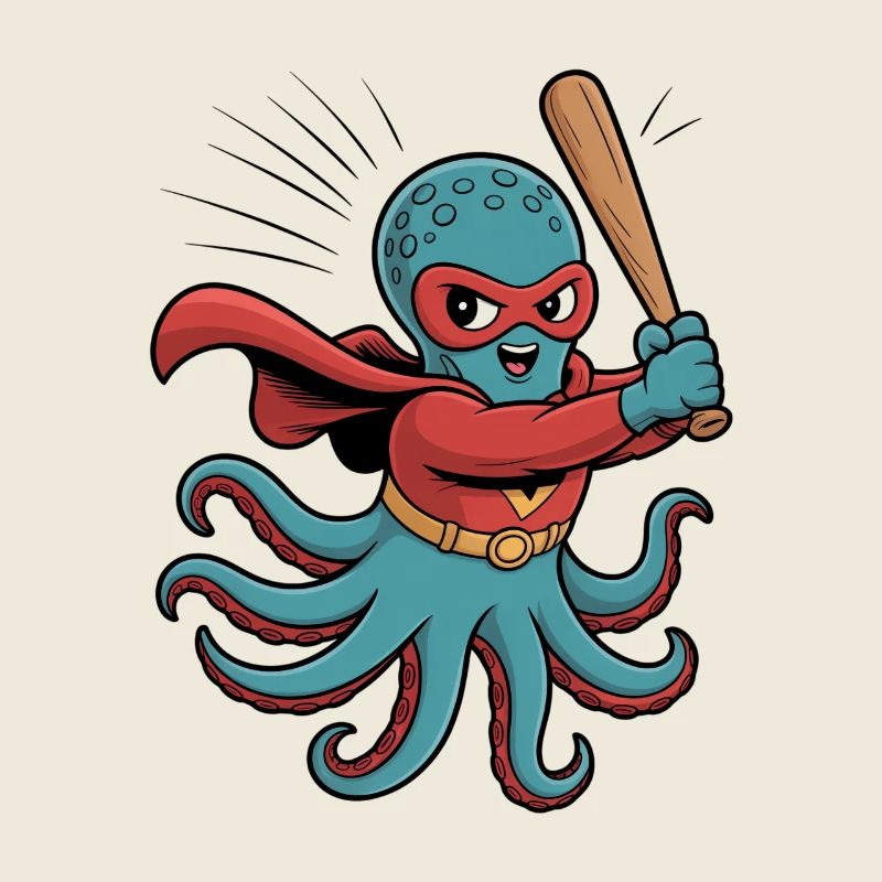 Baseball Octopus Superhero