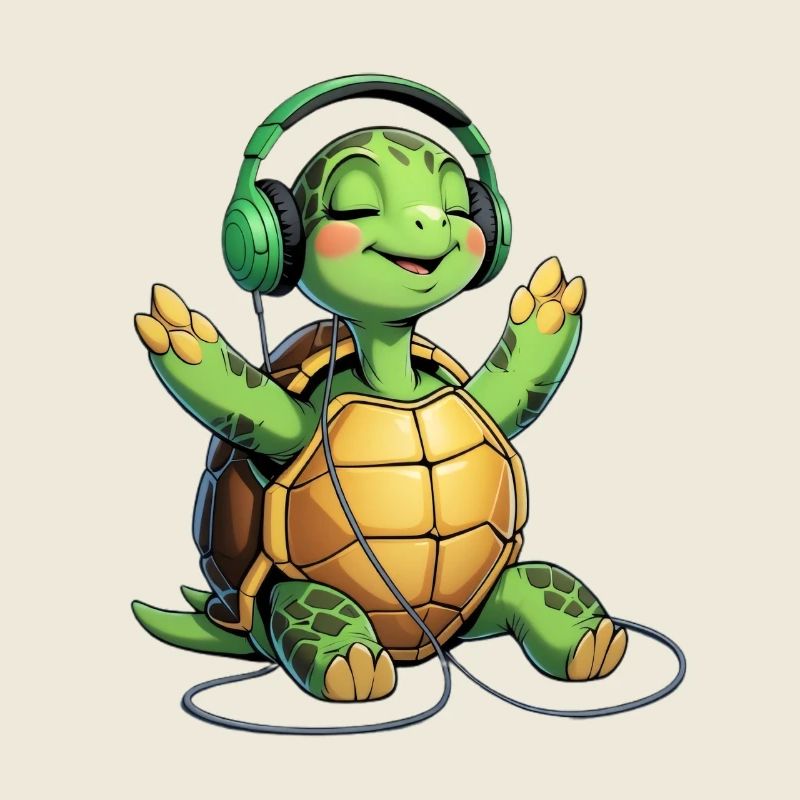 Musikturtle mit Kopfhörern