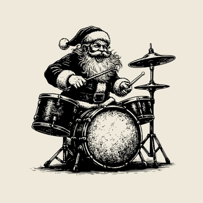 Christmas Man Drummer Art