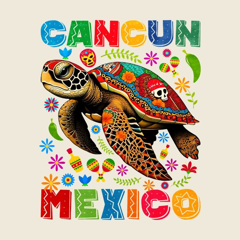 Colorful Turtle Cancun Mexico