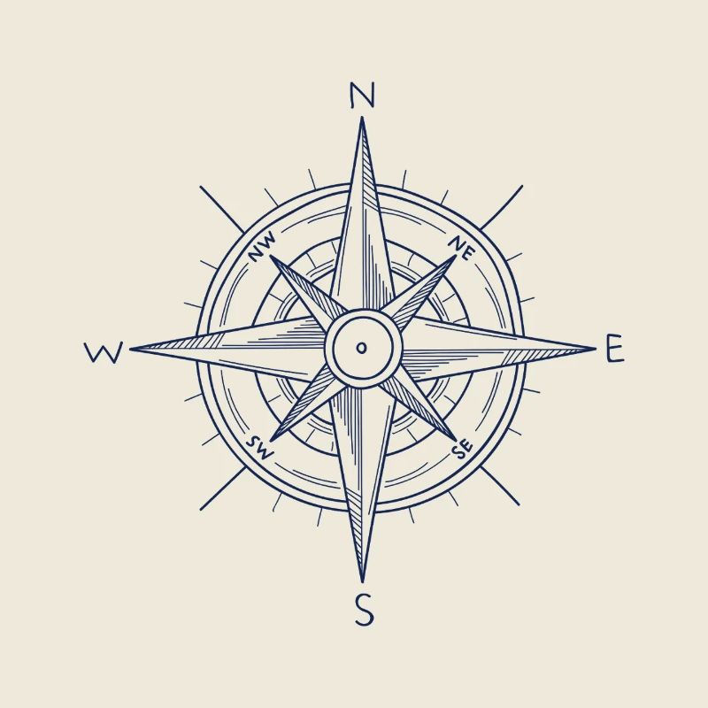 Nautic Design Blue Compass Nautical Emblem