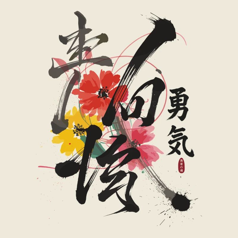 Courage Japanese Calligraphy Art